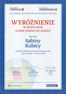 Read more about the article Wyróżnienie dla Pani Dyrektor